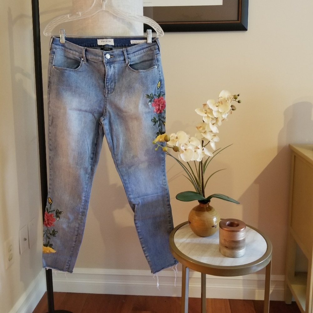 Pacsun embroidered jeans bohemian jeans flowers